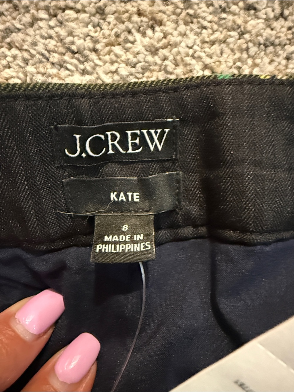 J. Crew Black Plaid Cropped Pants with Pink and Green Tartan - Picture 4 of 4